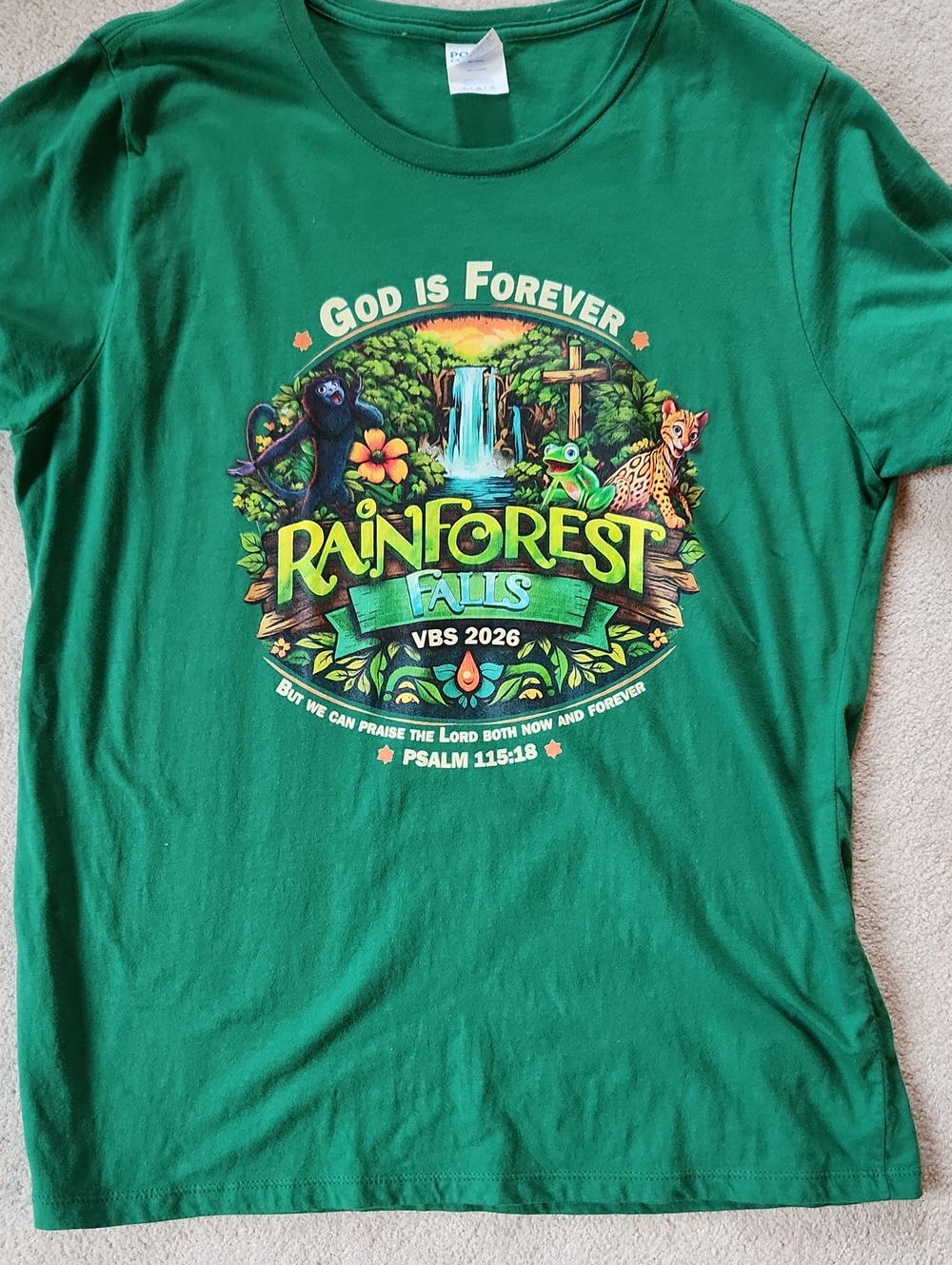 VBS rainforest falls Women's Cut Short Sleeve TShirt Kelly Green Large